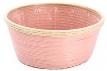 [00074111] PINK ROUND WICKER BASKET DIAM 18CM H8CM