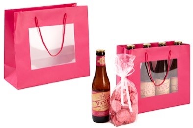 [00074115] FUCHSIA ZAK MET VENSTER EN HANDVATEN 25x10CM H22CM