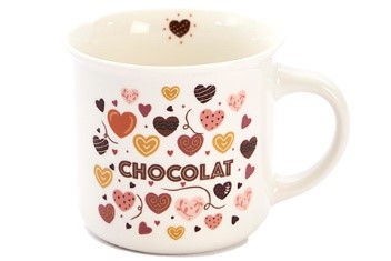 [00074122] CREAM MUG WITH HEARTS "CHOCOLATE" 350ML DIAM 9.5CM H9CM
