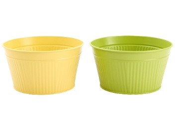 [00074130] ZINC BOWL ASSORTMENT YELLOW AND GREEN DIAM 18CM H10CM