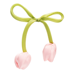[00074158] GREEN SATIN RIBBON - PINK TULIP 40CM