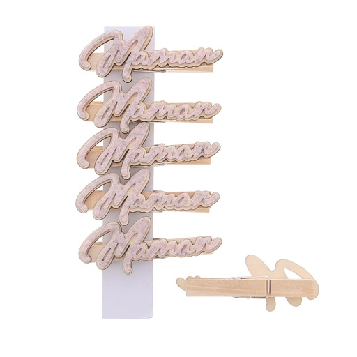 [00074480] PINK CLIP "FLOWERY" - MOM 6PCS 74 X 18MM H35MM