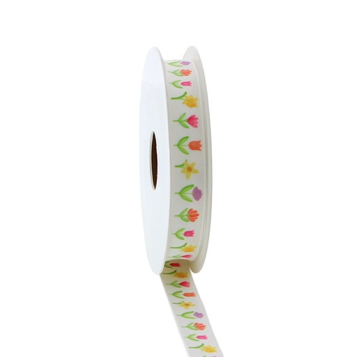 [00074484] RIBBON "SPRING FLOWER" 15MM X 15M