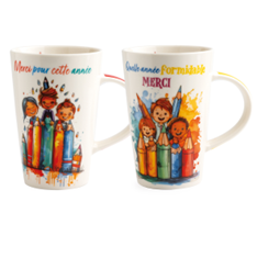 [00074651] TALL CHILDREN/PENCILS MUG 2 ASSORTED DIAM 9CM H13CM