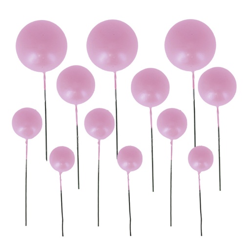 [00074839] PARELROZE BOLLEN CAKETOPPER 4 DIAMETERS: 2CM, 2,5CM, 3CM EN 4CM PAK VAN 12 ST