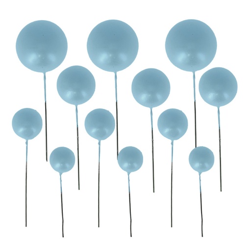 [00074841] PEARLY BLUE BALL CAKE TOPPER 4 DIAMS: 2CM, 2.5CM, 3CM, 4CM PACK OF 12 PCS