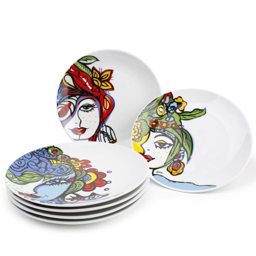 [00075229] JOSIEN BROEREN PLATES 20.5CM SET OF 6