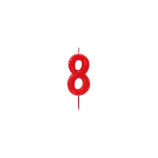 [70407092] RED NUMBER CANDLE NO. 8 HT 6CM
