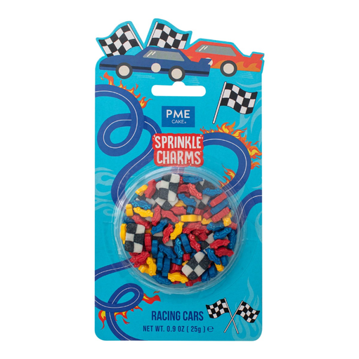 [00075333] MIXED SUGAR DECORS RACE CARS 25G