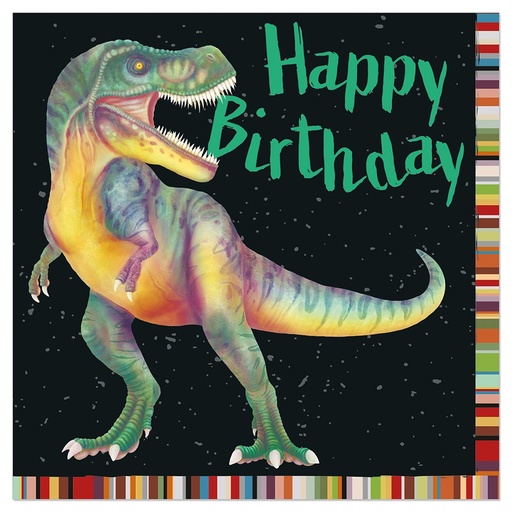 [00075565] ARTEBE SERVET 33 x 33CM ZWART - DINOSAURUS "HAPPY BIRTHDAY" 20ST