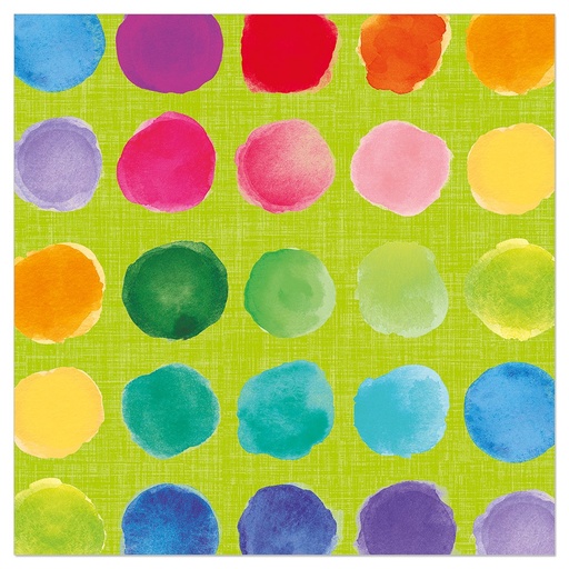 [00075567] ARTEBENE NAPKIN 33 x 33CM GREEN WITH MULTICOLOR SPOTS 20PCS