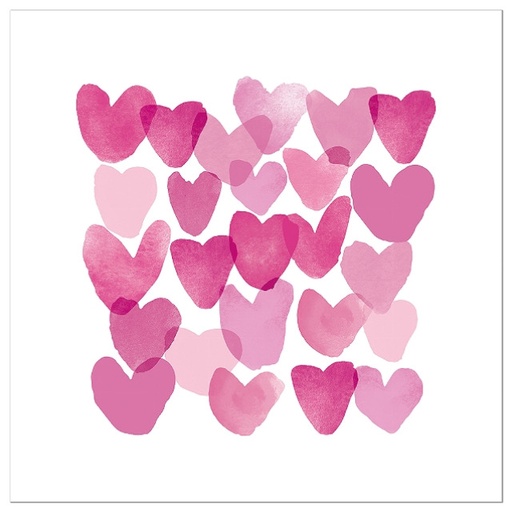 [00075645] ARTEBENE SERVIETTE 33X33CM BLANCHE COEURS ROSES 20PCS