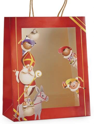 [60700544] *FF*SAC ROUGE AVEC FENETRE "SAINT NICOLAS" 26X12XHT32CM