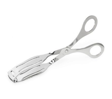 [53701077] 20CM PERFORATED STAINLESS STEEL CAKE SCISSORS AND TONGS
