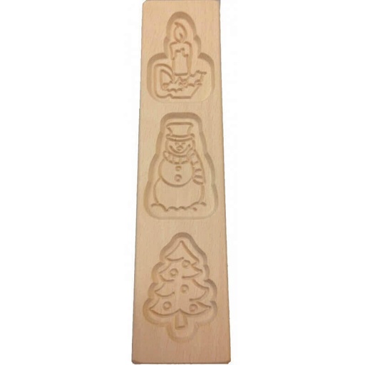 [55330007] FORME MOULE SPECULOOS 3 FIGURES NOËL -BONHOMME DE NEIGE – BOUGIE-SAPIN --3X8CM - 25SPE3K