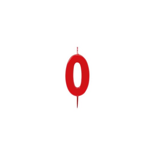 [70407084] RED NUMBER CANDLE NO. 0 HT 6CM