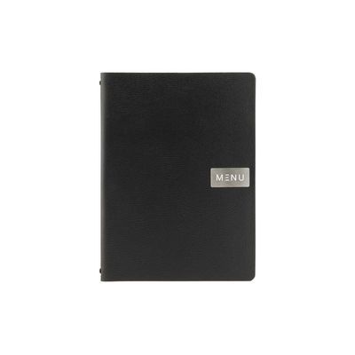 [57658389] SECURIT CARTE MENU A4 CUIR NOIR GRAINE