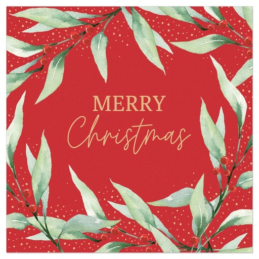 [60700657] ARTEBENE NAPKIN 33X33 MERRY CHRISTMAS ON RED BACKGROUND PACK OF 20PCS