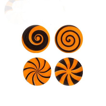 [08054380] 2091130 HALLOWEEN CHOCOLATE SPIRAL PLATE Ø 3CM 175 PIECES ***S/CD***