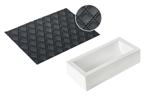 [70408699] SILIKOMART KIT MOULE BUCHE +TAPIS RELIEF MATELASSE 250X90 H70MM - 1300ML