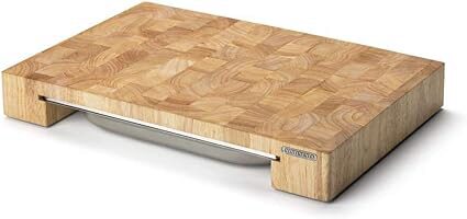 [50706054] CONTINENTA HEVEA HOUTEN SNIJPLANK 48X32.5XH6CM MET GEÏNTEGREERD RVS GASTRO