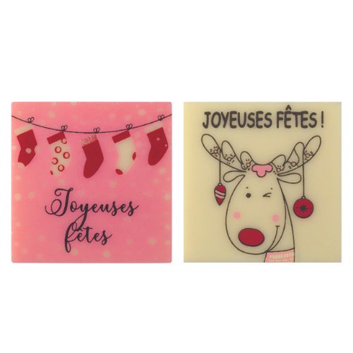 [08056350] 087142 PCB SQUARES CB CHRISTMAS CRAZY 2 DESIGNS 3.5 CM 120PCES ***S/CDE***