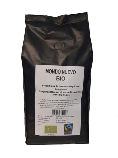 [01050343] CAFE CORDIER MONDO NUEVO GRAINS 1KG