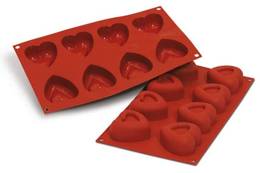 [70408243] SILIKOMART SF087 MOLD 8 LARGE HEARTS RELIEF 59X60 HT 30MM 72ML NON-STICK GN1/3 -50° TO 250