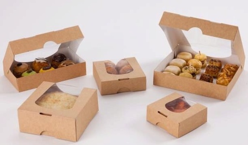 [25101135] KRAFT BOX WITH SQUARE WINDOW 12X12XHT4CM 50 PCES