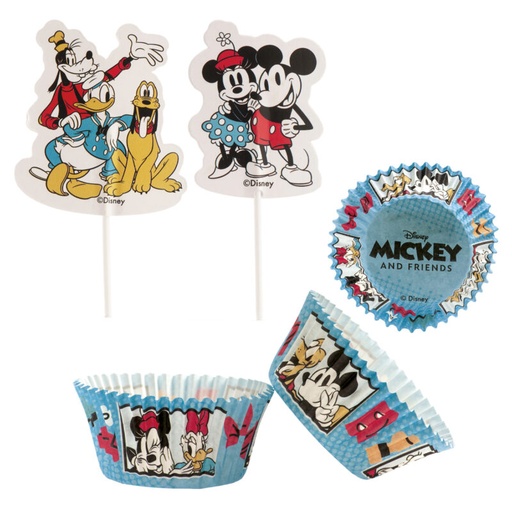 [08041959] MICKEY AND FRIENDS CUPCAKE CASE + TOPPERS 24+24 PCES
