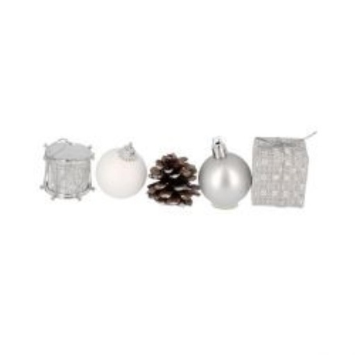 [70407510] ASSORTIMENT DE DECORATION POUR BUCHE 4CM BLANCHE5 PCES