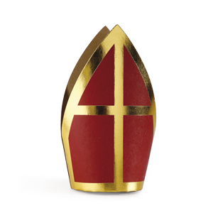 [62230077] MITRE SAINT-NICOLAS KRAFT ROUGE  D8/11,5H18CM