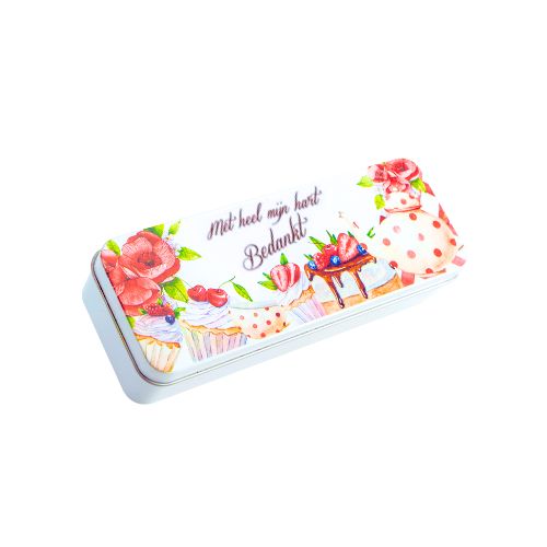 [61700504] METAL BOX CUPCAKES PLUMBER “MET HEEL MIJN HART BEDANKT” 19X7XH4.2CM