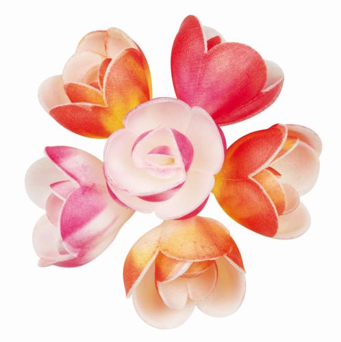 [08050326] RPI01 KLEINE ROOS 40MM GEASSORTEERDE SCHADUW WAFER 72 STUKS