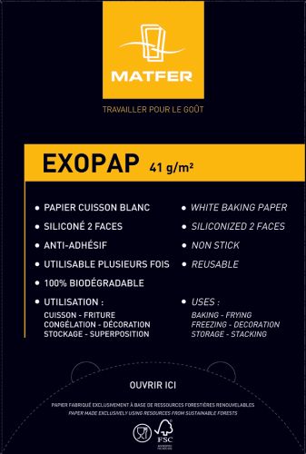 [24604045]  MATFER EXOPAP GN1/1 COOKING PAPER "COOKING-FREEZING" BOX OF 500 SHEETS - SILICONE-COATED 2 SIDES