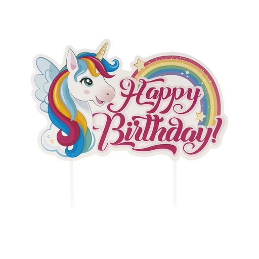 [08041979] CAKE TOPPERS HAPPY BIRTHDAY UNICORN 17.5X15CM