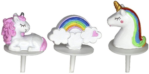 [08075750] UNICORN 3 ASSORTIMENT POLYHARS 4CM OP STOKJE 6 STUKKEN=ZAK