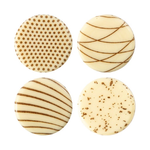 [08054045] 2035019 BROWN PATTERN DISC LINE/SPOT/DOT CHOCOLATE CARAMEL 3CM 175 PCES