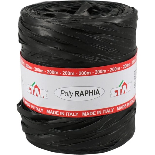 [70407796] POLY RAFFIA 15MM X 200M BLACK R89
