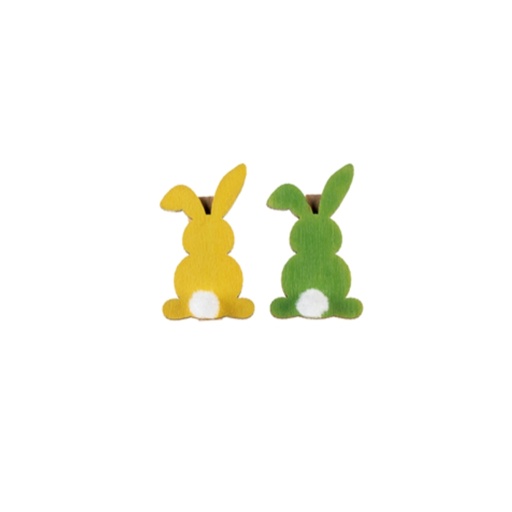 [61700537] YELLOW/GREEN RABBIT CLIPS 6PCS