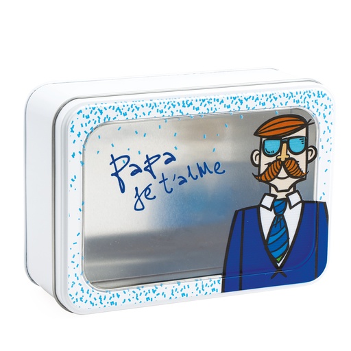 [61700515] WHITE TIE BOX "PAPA JE T'AIME" WITH WINDOW 18.8X13.3XH6.7CM