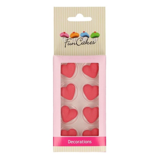[08053265] FUNCAKES DECORATION COEUR ROUGE EN SUCRE  2CM8 PCES