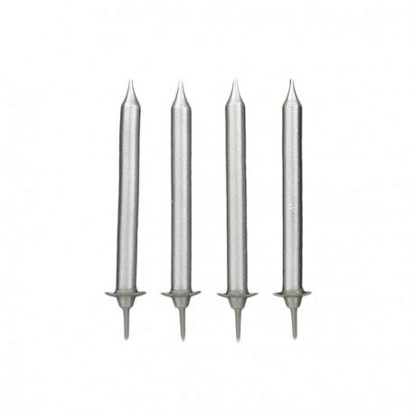 [08075598] SILVER CANDLES AND SOCKETS 12 PCS + 12 PCS