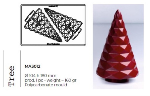 [54402142] MOULE PRALINES POLYCARBONATE SAPIN FACETTE DIA104H180MM