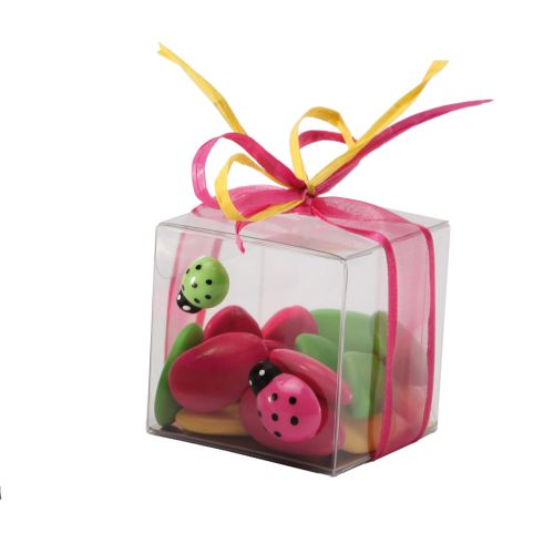 [41700040] VIERKANTE CELLOKIST MET GOUDEN KARTON 60X60X60MM PAK VAN 10 STUKS