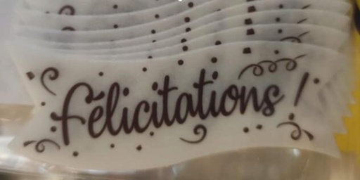 [08050268] BANDEROLE AZYME BLANCHE FELICITATIONS  94X30MM 24PCES