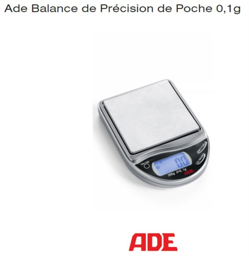 [60502478] ADE PRECISIE WEEGSCHAAL 300GR-0.1GR VIERKANT RW220 BEBAT + RECUPEL INBEGREPEN **HUISHOUDELIJK TYPE**