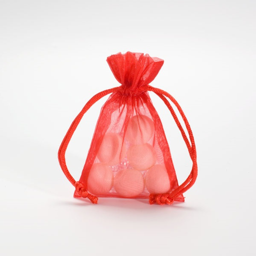 [70409998] ZAK MET 10 RODE ORGANZA ZAKJES 10X7CM