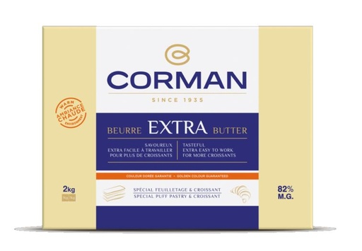 [05010040] CORMAN 26850901 BEURRE EXTRA 82% AMBIANCE CHAUDE AVEC CAROTENE FEUILLETAGE & CROISSANT 5 X 2 KG 