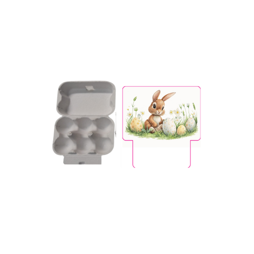 [60700408] "HAPPY EASTER" BOX FOR 6 EGGS + STICKER 9.5X6CM H4CM 12PCS
